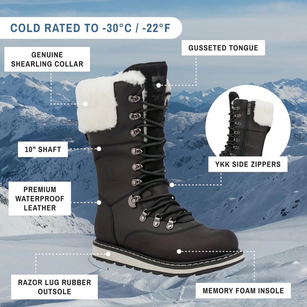 Royal Canadian Premium Waterproof Leather Shearling Winter Boots - Picture 3 of 10